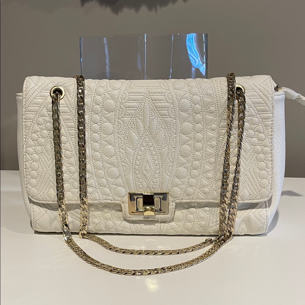 Charming Charlie Winter White Quilted Chain Shoulder Bag